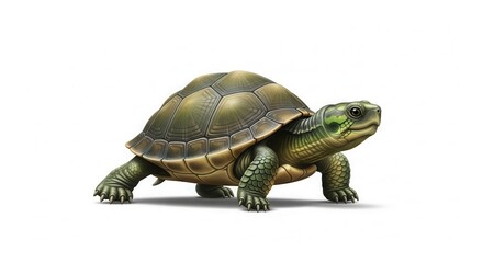 Obraz premium Detailed illustration of a terrestrial turtle with a textured shell on a pristine white background