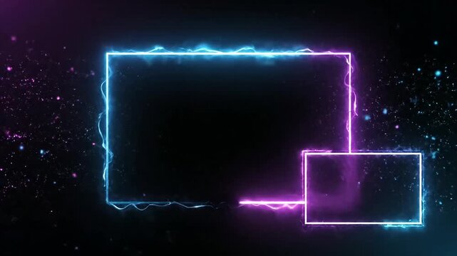 A mesmerizing video showcasing neon-lit squares in space with vibrant colors and dramatic effects.