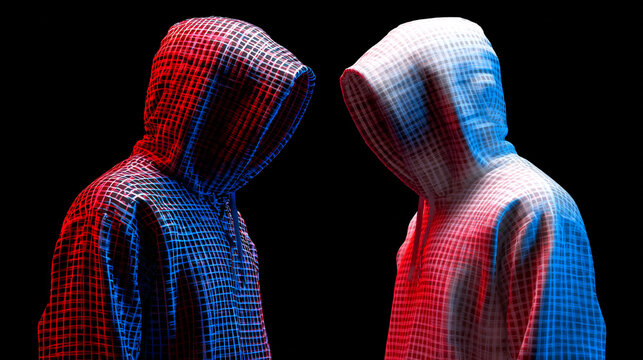 Hacker are planning to hack and attack networks and cyber security systems and stands on the peak of success amid tall, innovative Smart city and graphs with statistics to analyze business potential