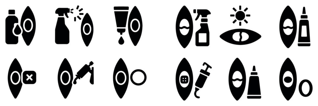 Eye care icons with dropper and ointment flat