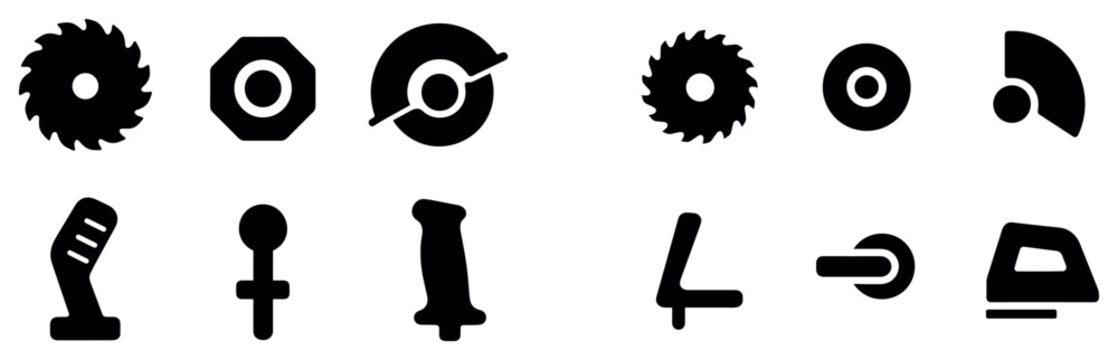 Tools icons with saw blade nut joystick bold