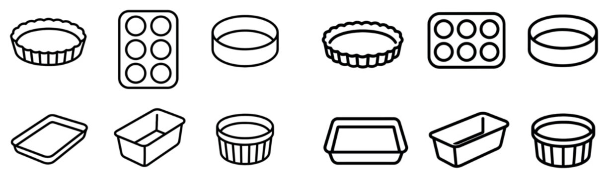 Baking icons with tart tray pan outline
