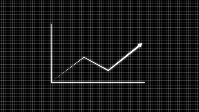 Modern colorful glowing line graph showing a downward and upward trend on a black background. Minimal financial chart concept representing market decline, loss, crisis, or negative growth.