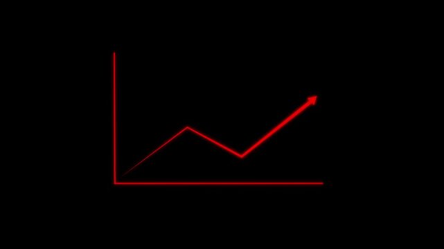 Modern colorful glowing line graph showing a downward and upward trend on a black background. Minimal financial chart concept representing market decline, loss, crisis, or negative growth.