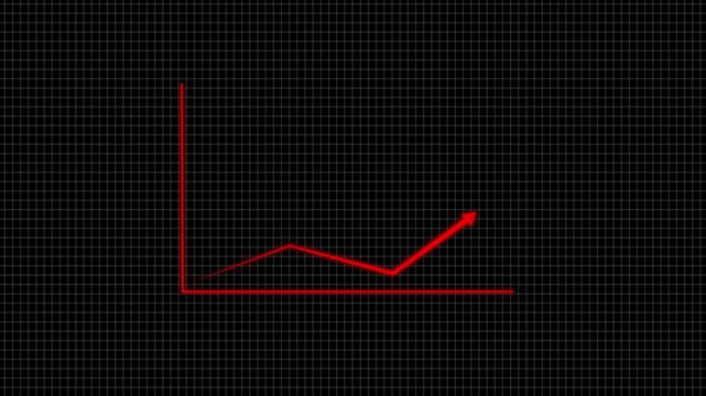 Modern colorful glowing line graph showing a downward and upward trend on a black background. Minimal financial chart concept representing market decline, loss, crisis, or negative growth.