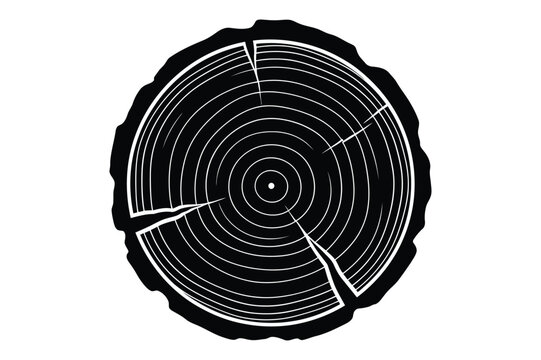 Detailed tree trunk cross section with annual growth rings vector illustration