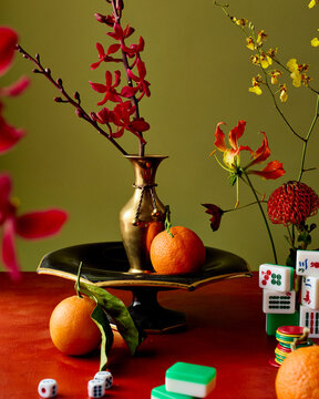 Lunar New Year Still Life with Mahjong