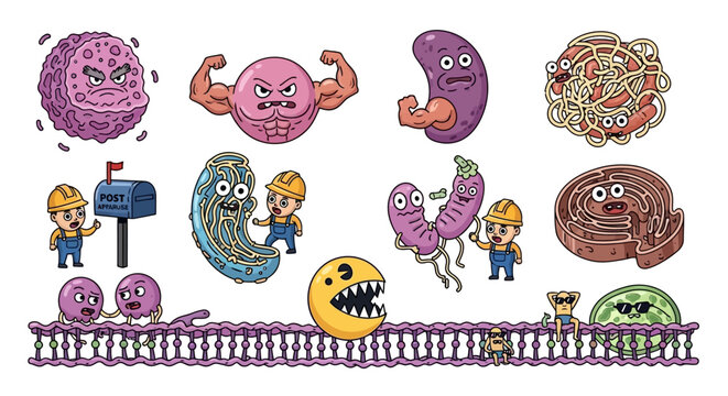 Pacman characters and creatures cartoon.