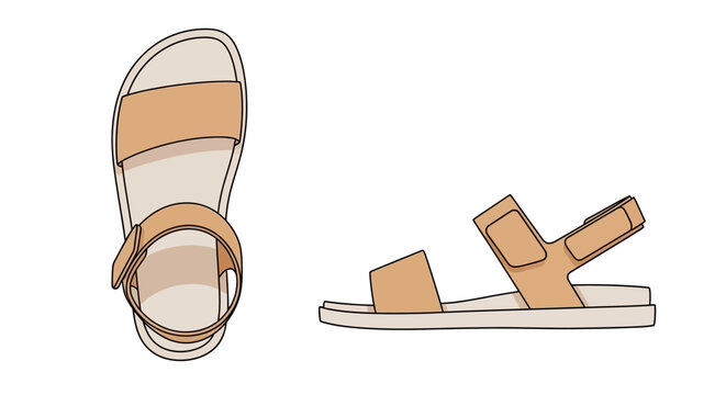 Tan Sandals Illustration.