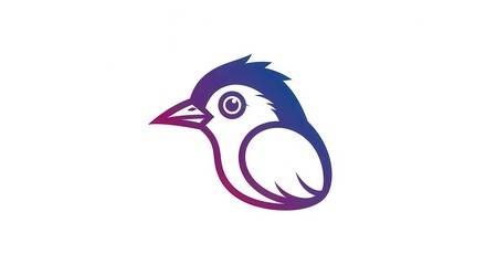 Naklejka premium Vibrant gradient avian emblem, a modern minimalist bird head logo design on a crisp white