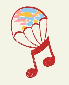 musical note with colorful abstract shape