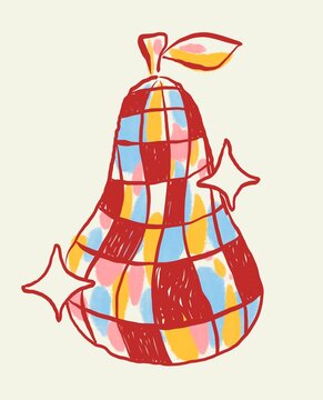 pear shaped disco ball with colorful tiles