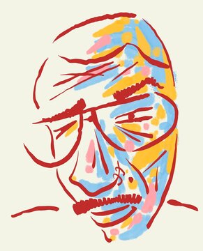 rapper face with expressive lines