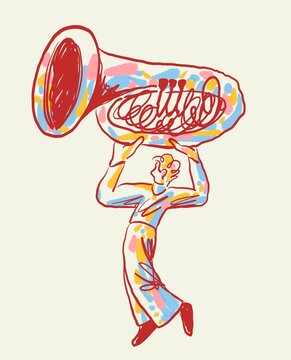 person playing tuba instrument