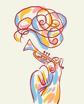 hand playing trumpet