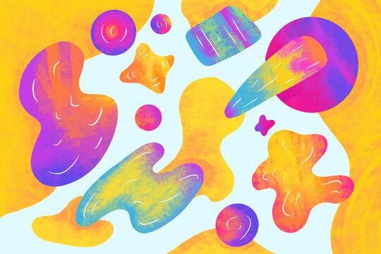 Colorful shapes on light background with vibrant hues