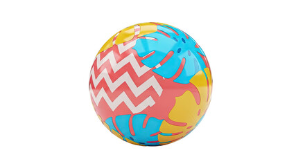 Obraz premium Colorful Ball with Tropical and Zigzag Patterns