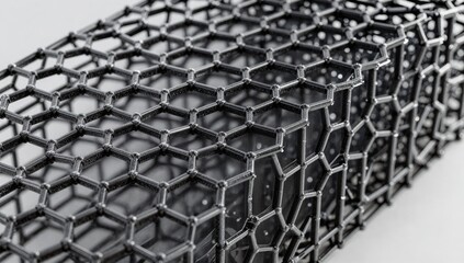 Fototapeta premium Close-up of hexagonal honeycomb structure with translucent mesh material