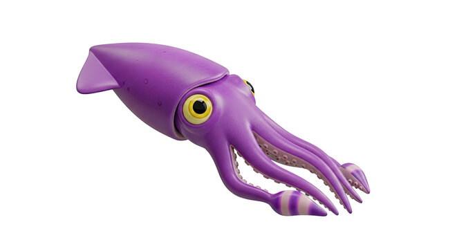 Purple Cartoon Squid
