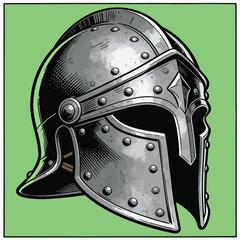 Obraz premium vector image of an ancient war helmet made of iron