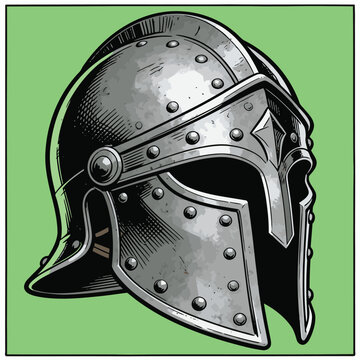 vector image of an ancient war helmet made of iron