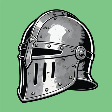 vector image of an ancient war helmet made of iron