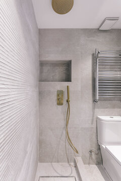 Shower Niche and Brass Fixtures