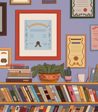 Hanging certificate and diploma on the wall