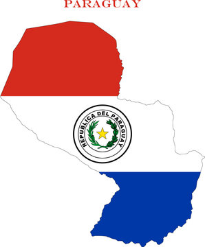 Paraguay Map Flag South America National Vector Outline State Art