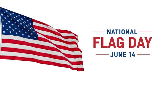 American flag with national flag day in red white and blue