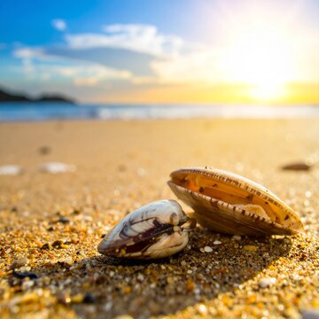 shells on the beach sand
