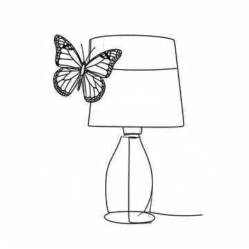 butterfly sketch on a lamp