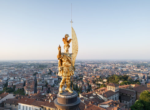 Bergamo and its 19th century golden statue