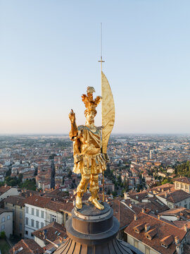 Bergamo and its 19th century golden statue