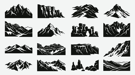 Obraz premium Black and White Mountain Range Vector Illustrations