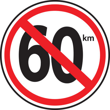 Road sign no speed limit 60.