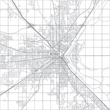 Detroit City Map Blueprint Grid Aerial View