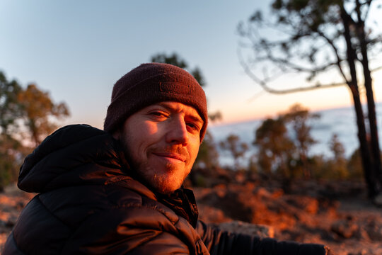 Man portrait sunset light