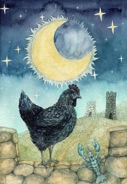 Moon tarot card illustration