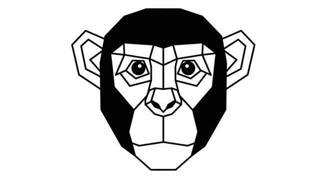 Geometric monkey face closeup illustration.