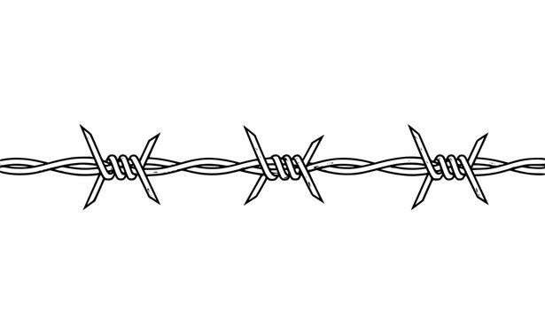 Barbed wire fence border &ndash; seamless industrial security vector