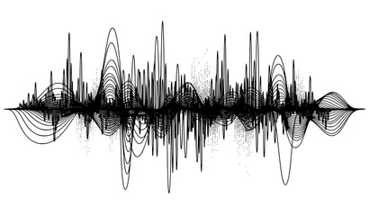 A black and white vector graphic illustration of a sound wave © Najma