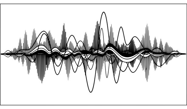 A minimalist vector graphic illustration of a sound wave design
