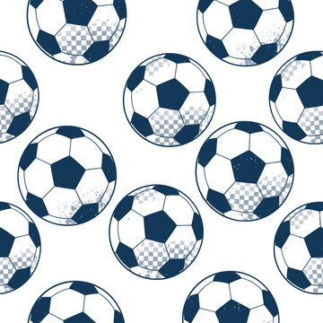Soccer ball pattern, hand-drawn sketch style, white background, sport seamless background
