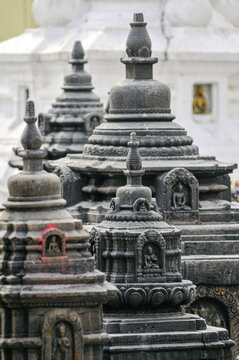 Stone Stupas in Nepalese Buddhist Temple