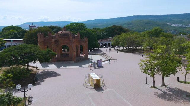 Mudejar fountain and historic portals in Chiapa de Corzo Chiapas, Mexico.