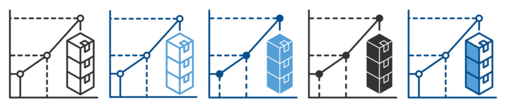 Demand forecasting icon set multiple style collection