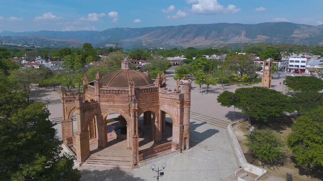 Mudejar fountain and historic portals in Chiapa de Corzo Chiapas, Mexico.