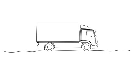 Minimalist Line Art of a Delivery Truck on White Background © Tani
