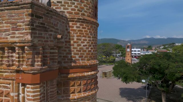 Aerial view of the Clock Tower in Chiapa de Corzo Chiapas, Mexico.